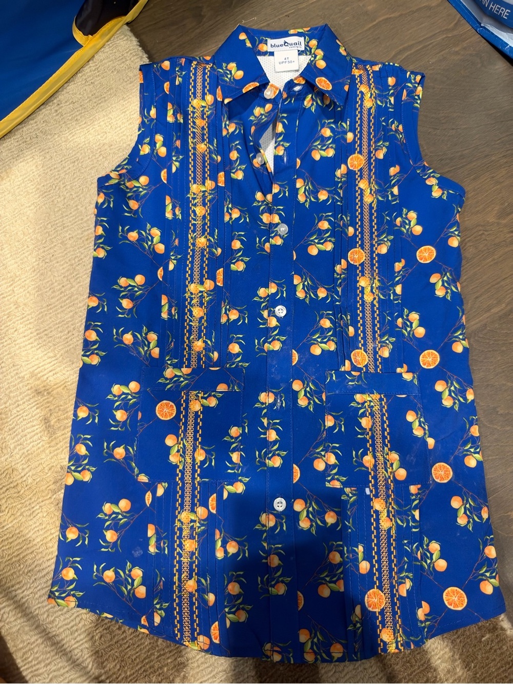 Blue Quail Citrus Print Button-Up Dress (I have matching boys Guayabera)